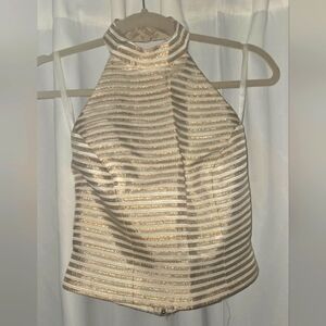 Vintage Cache Gold And White Halter Top Size 4